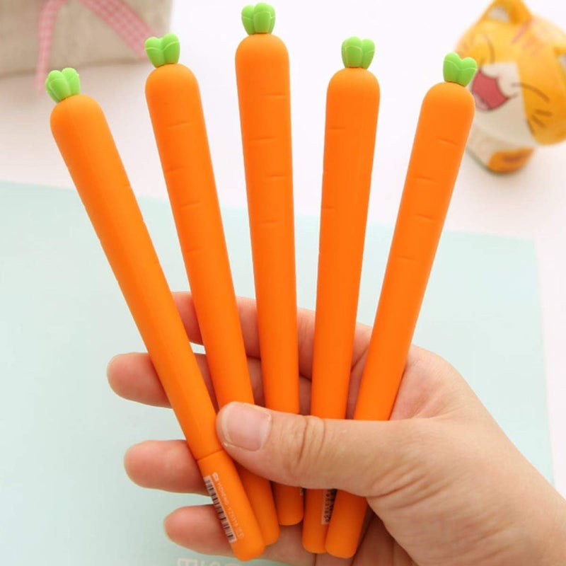 Halloluck 24 Pcs Carrot Gel Ink Pen Cute Silicone Roller Ball Pen for Office Supplies,Drawing Pen Gifts Stationery Supplies - Image 4